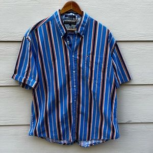Tommy Hilfiger Vintage Button Down Shirt ~ Sz XL~ Red,Blue,Yellow Stripes